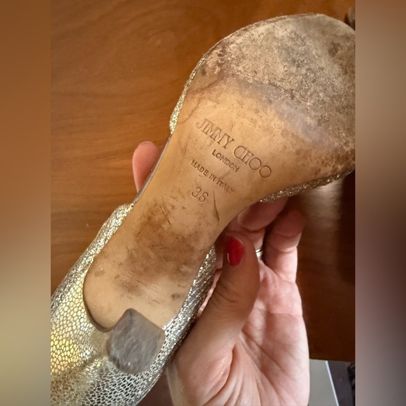 Jimmy Choo Peep Toe Glitter Sparkly Heel Womens 36 / US 6/6.5 - Picture 12 of 12